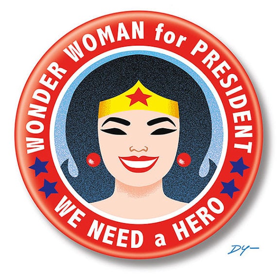 Wonder Woman for President button