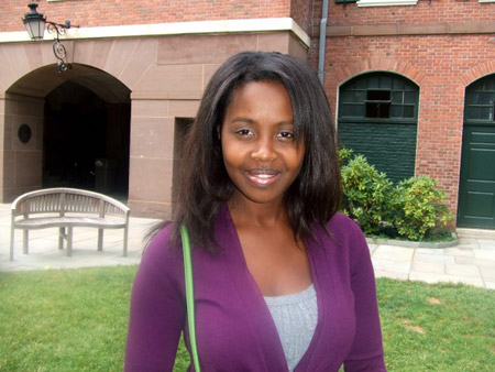 A Yale University fashionista wearing a trendy sweater in fall