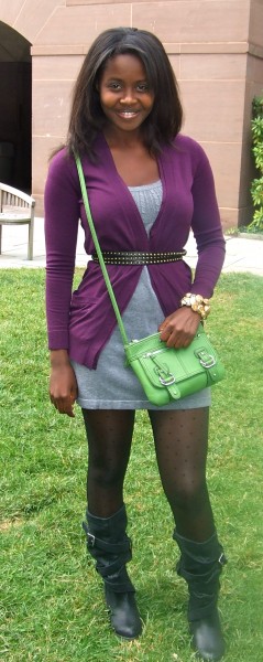 Clemantine, a college fashionista wearing the latest fashion trends at Yale University