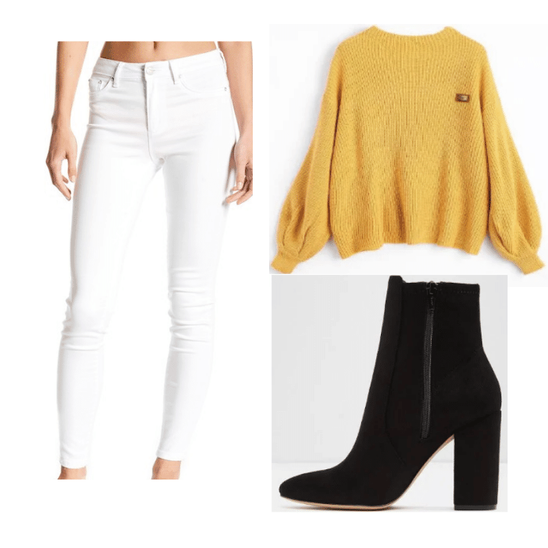 outfit with yellow sweater