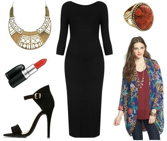 Yuna black midi dress outfit