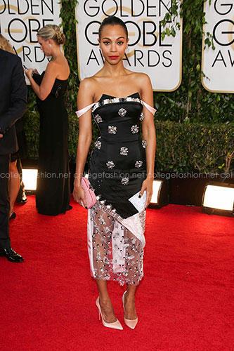 Zoe Saldana in Prabal Gurung at the 2014 Golden Globes