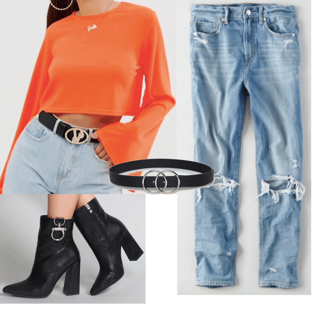neon orange outfit