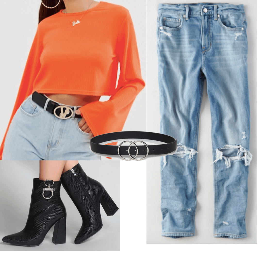 orange crop top outfit