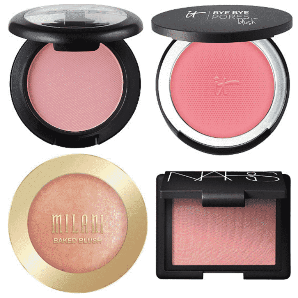 Blush: Mac Blush, IT Cosmetics Bye Bye Pores Blush, Milani Baked Blush, Nars Orgasm