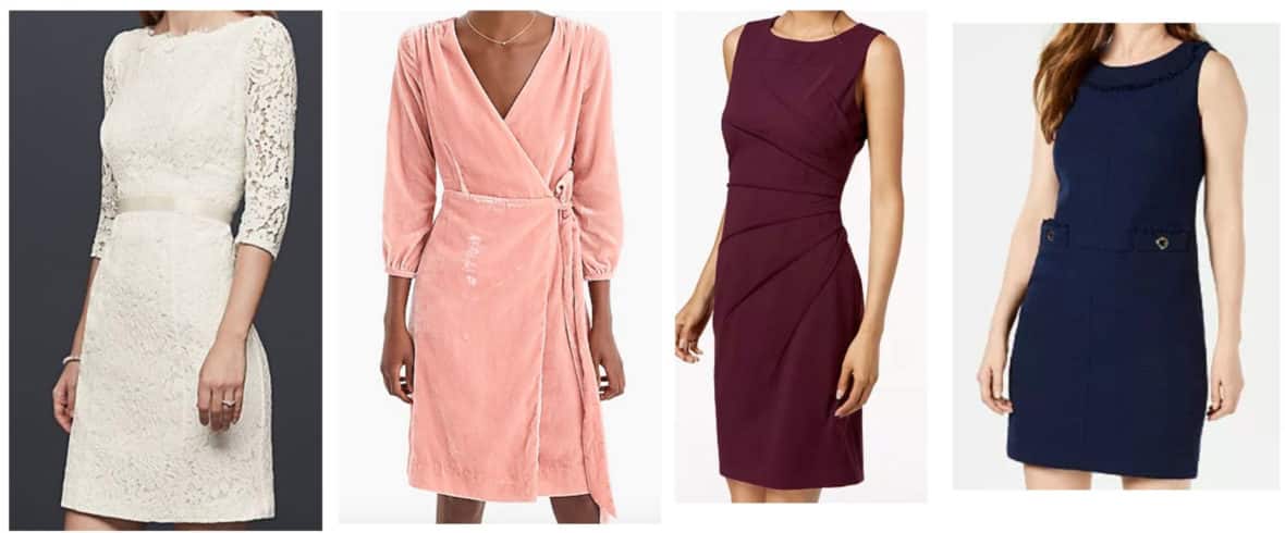 Sheath dresses -- lace dress, pink wrap dress, sleeveless dress