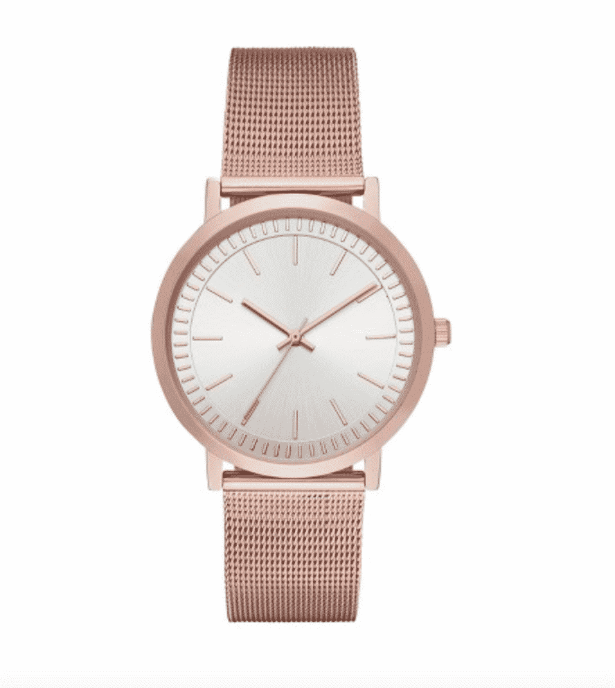 Rose gold mesh wristwatch