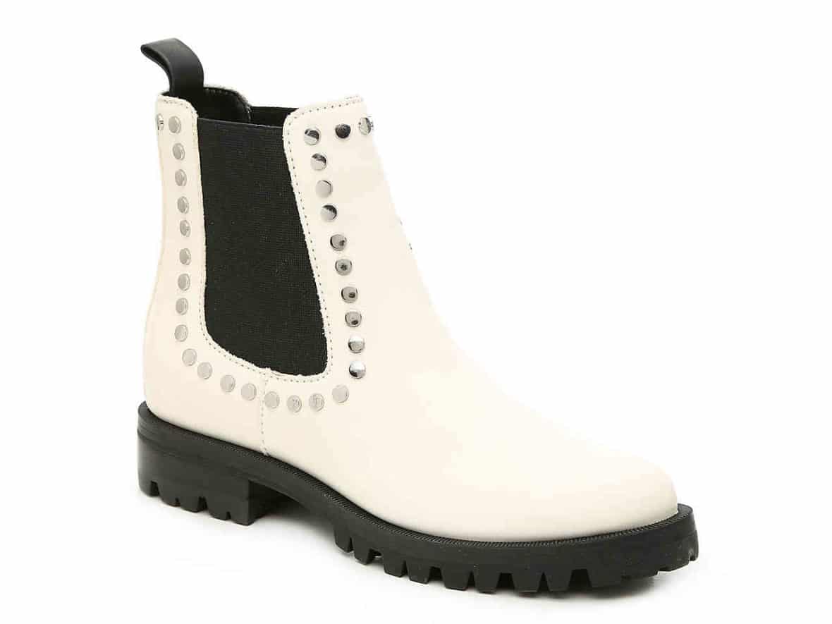 Best edgy shoes: White boots with studs