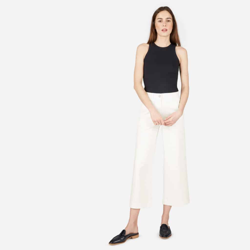 High-Rise Wide Cropped Pant in Bone from Everlane