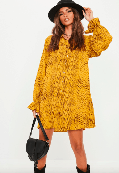 Snakeskin dress in yellow