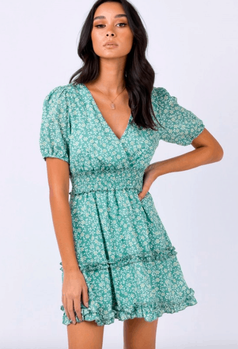 Light green floral print dress