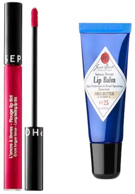 Music festival beauty products: Lip stain and lip balm with SPF