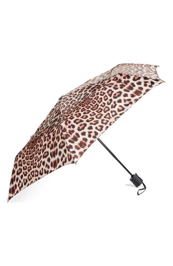 Mothers day gifts: Open leopard-patterned umbrella with black handle