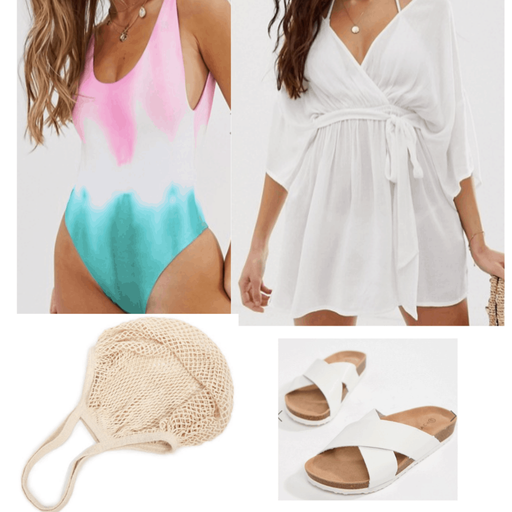 Tie-dye bikini outfit for a perfect vacation look.