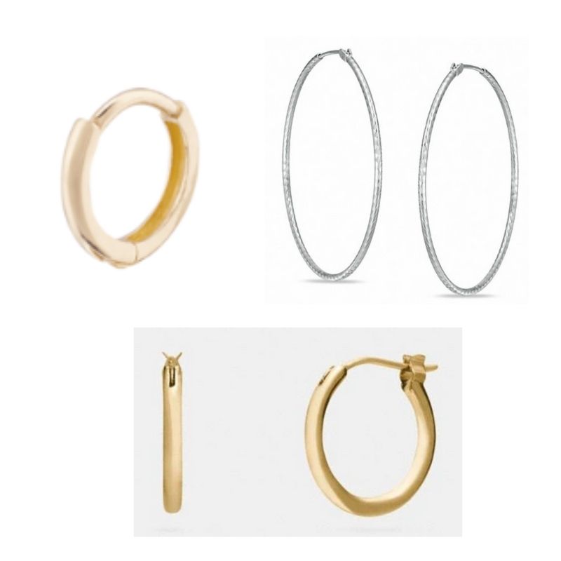 Variety of hoop earrings in gold and silver