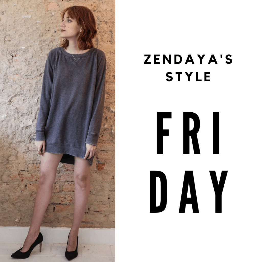 Zendaya Outfit #5 Friday: Sweater dress, heels