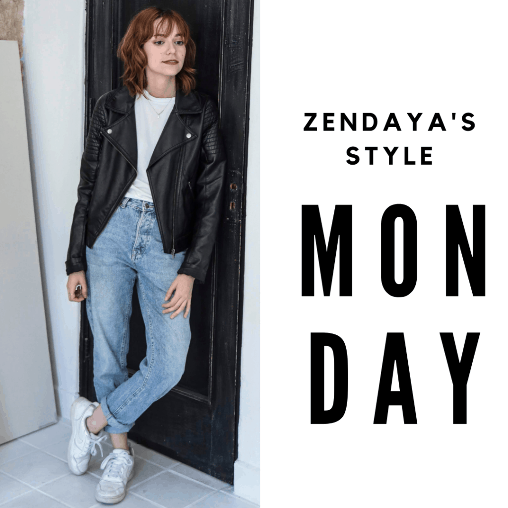 Zendaya Outfit #1 Monday: jeans, t-shirt, jacket, sneakers