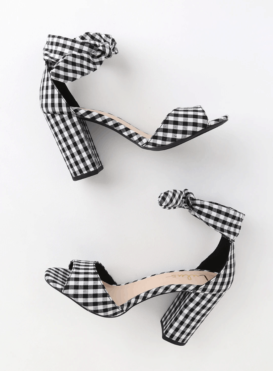 gingham outfit ideas - Gingham heels in black and white