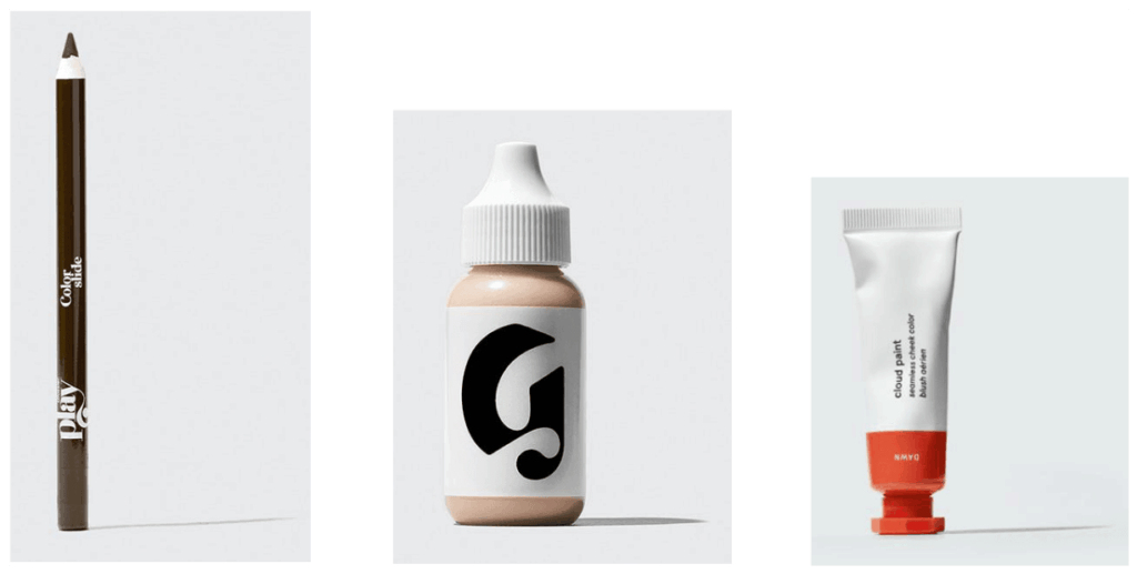 Colorslide Eyeliner (Shown here in shade "Brack"), Perfecting Skin Tint (Shown here in shade G12), Cloud Paint Cream Blush (Shown here in shade "Dawn")