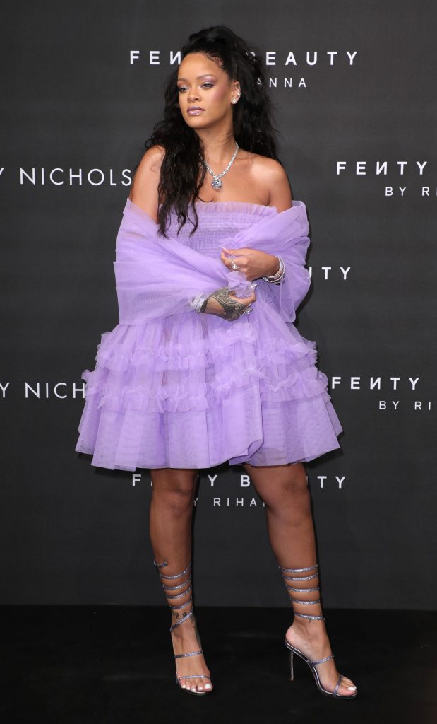 Rihanna in a purple dress