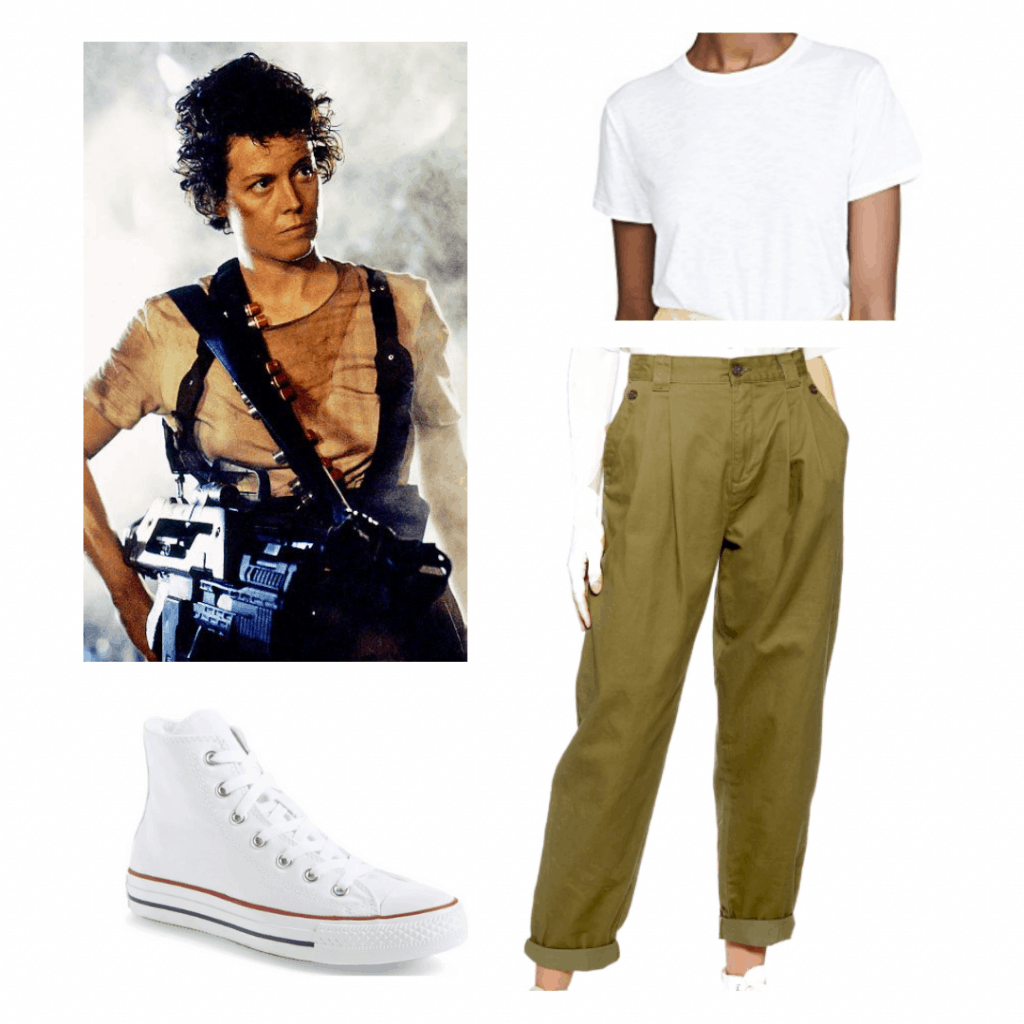 GENRE BREAKDOWN OUTFIT 2: RIPLEY ALIEN t-shirt, cargo pants and converse