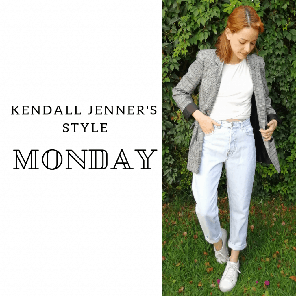 Kendall Jenner's Style Monday: blazer, jeans, crop top, sneakers. 