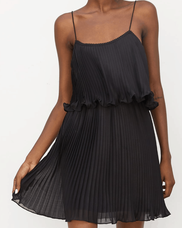 zara pleated dress black