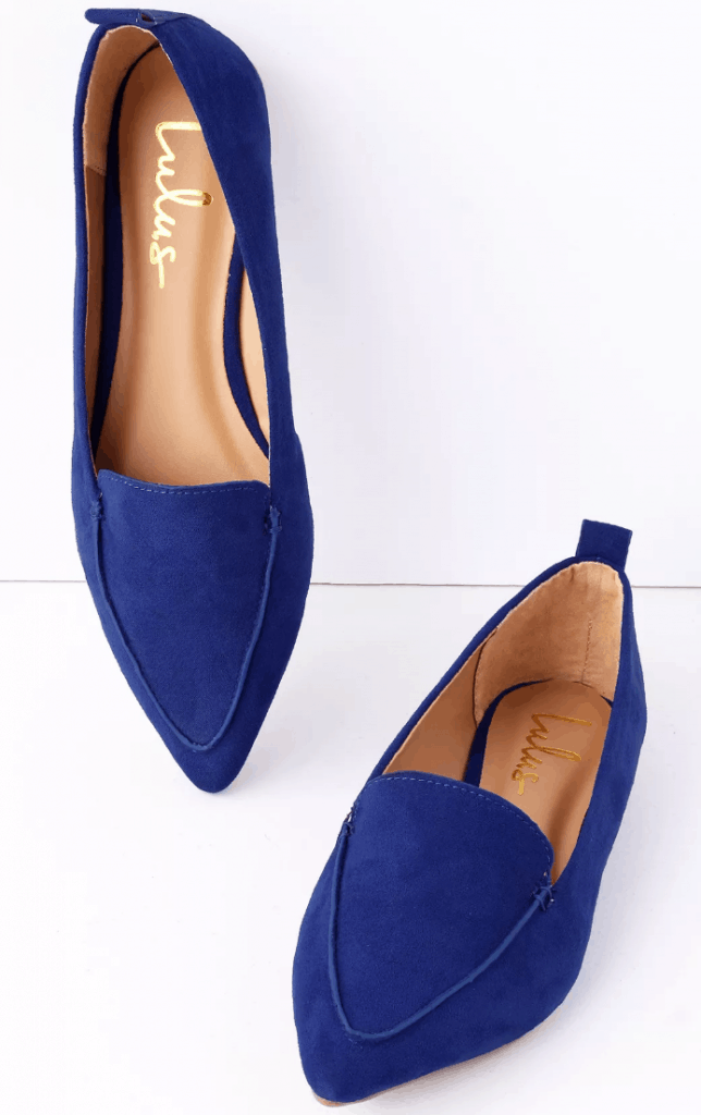 Blue suede loafers