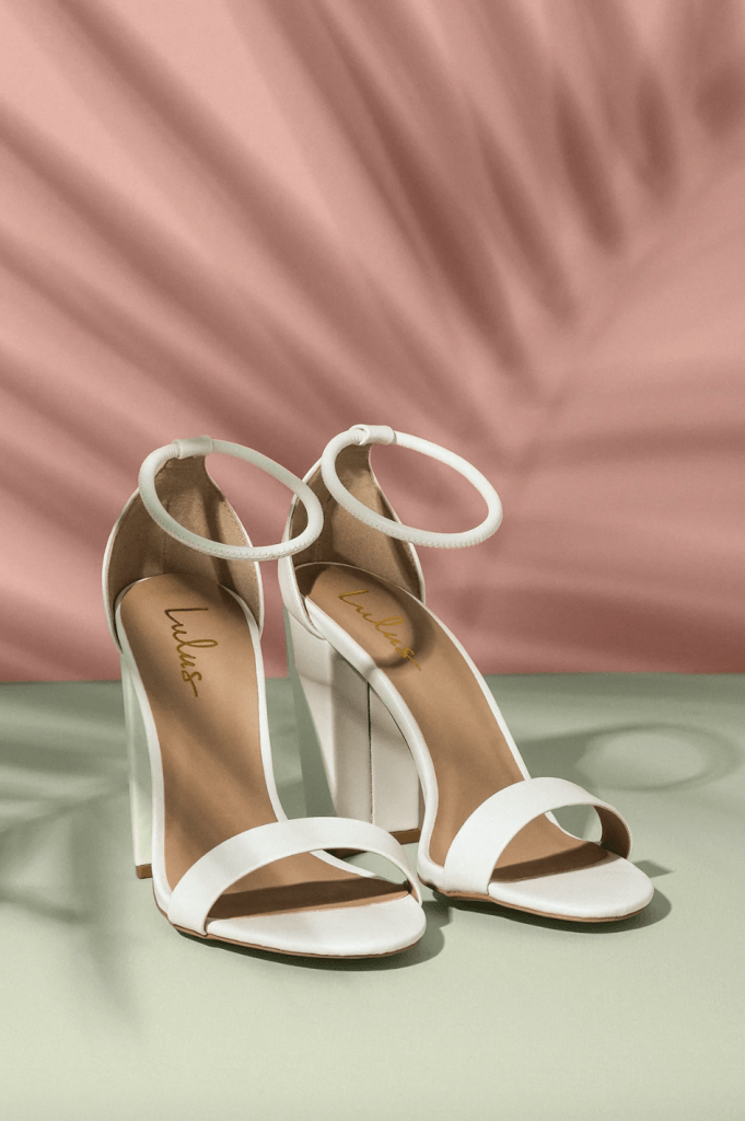 White strappy heels from Lulu's