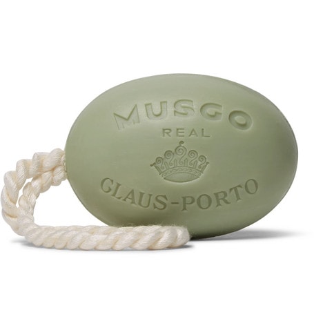 Light olive green colored Claus Porto Musgo Real Soap on a Rope