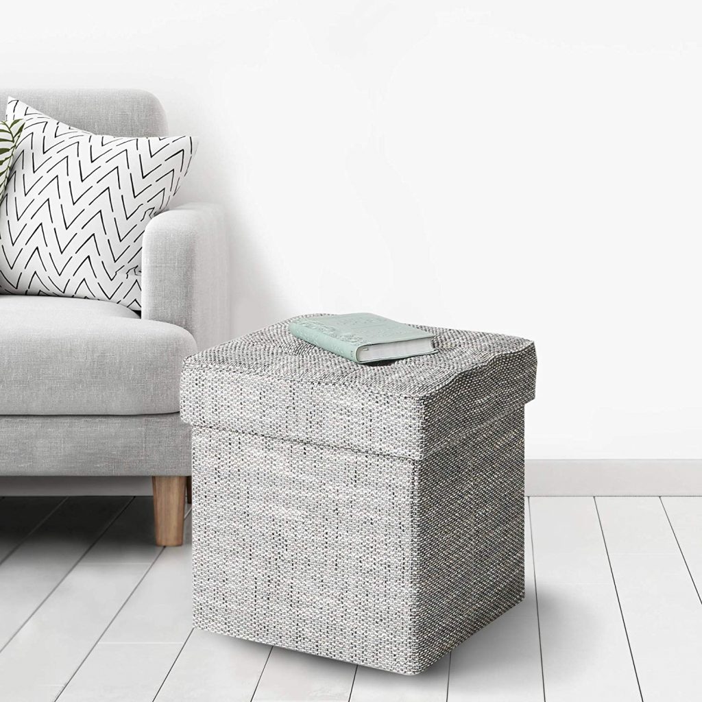 College dorm room furniture - Cute storage ottoman in gray tweed