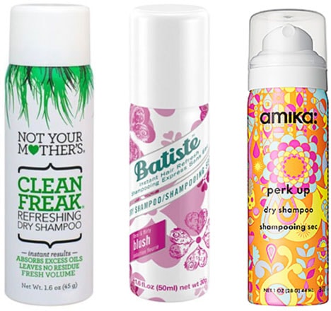 Travel size dry shampoos for the gym: Not Your Mother's Clean Freak, Batiste Blush, Amika Perk Up