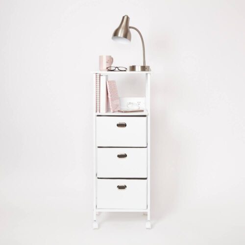 Dormify charging cart on wheels in white - dorm storage furniture