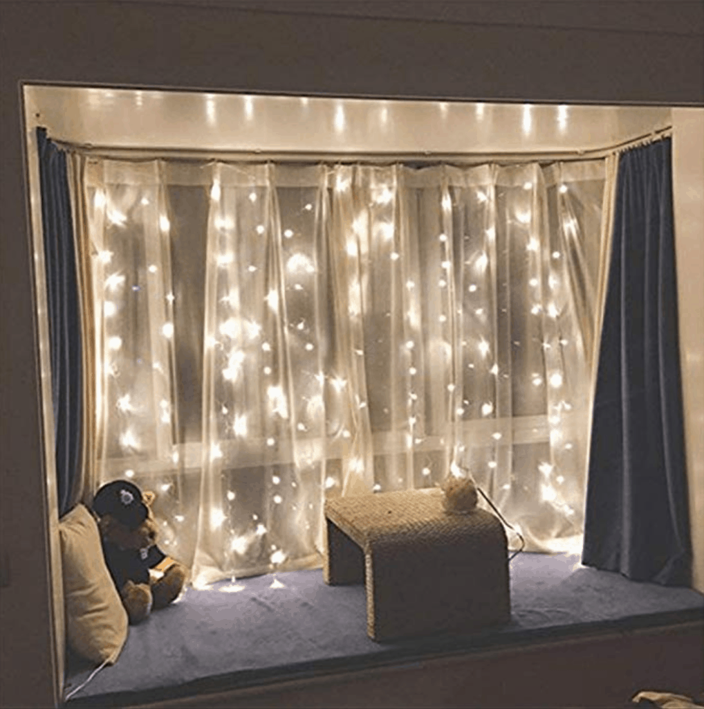 Twinkle string lights in a window from amazon