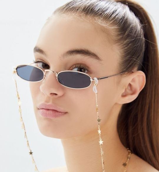 Gold sunglasses chain from Urban Outfitters, studded with stars (Icon Chain)