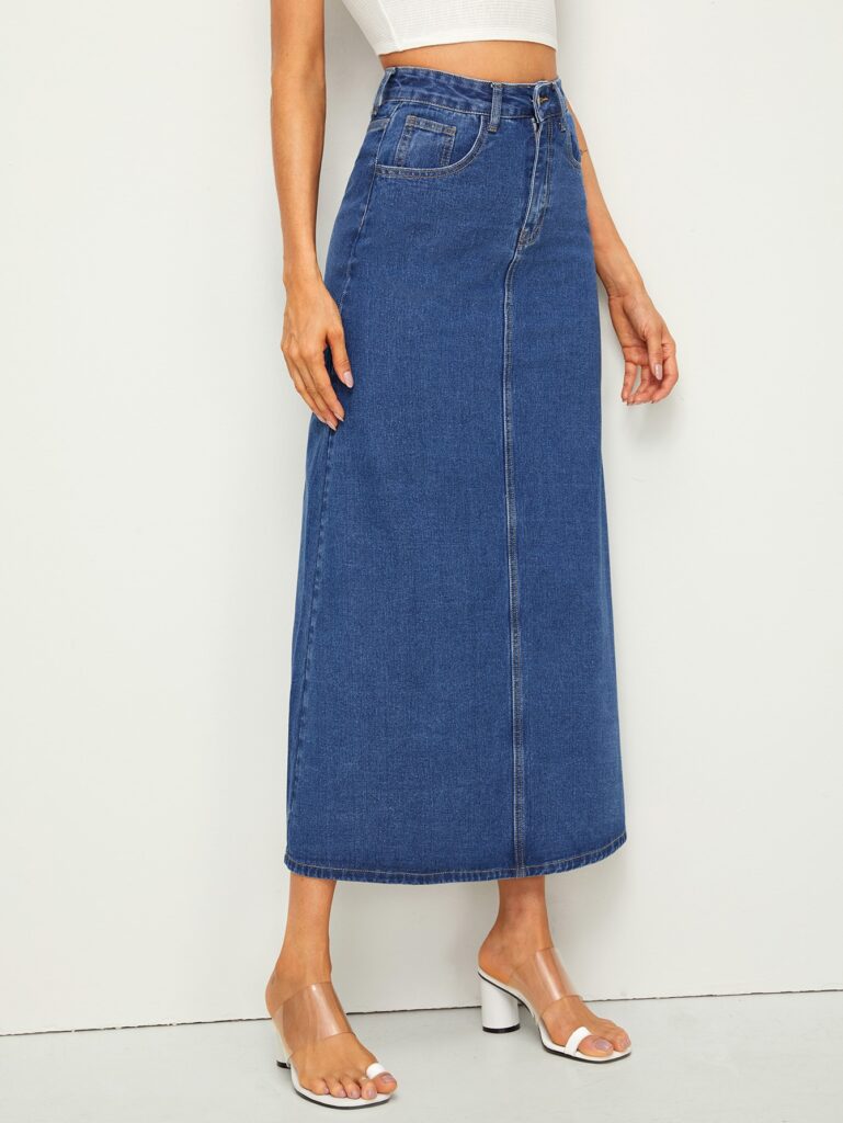 A long jean skirt from Romwe