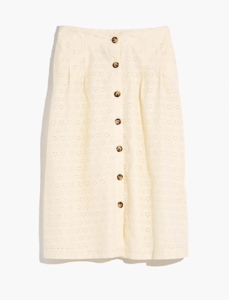 Best fall skirts 2019 - A button up peasant midi skirt from Madewell