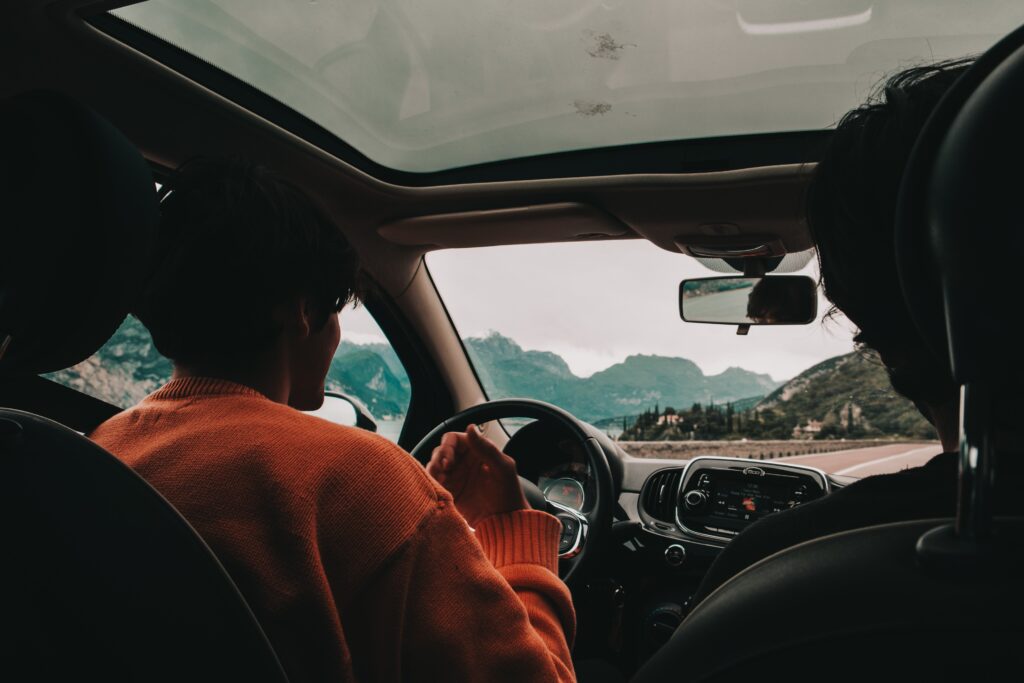 Friends in car.