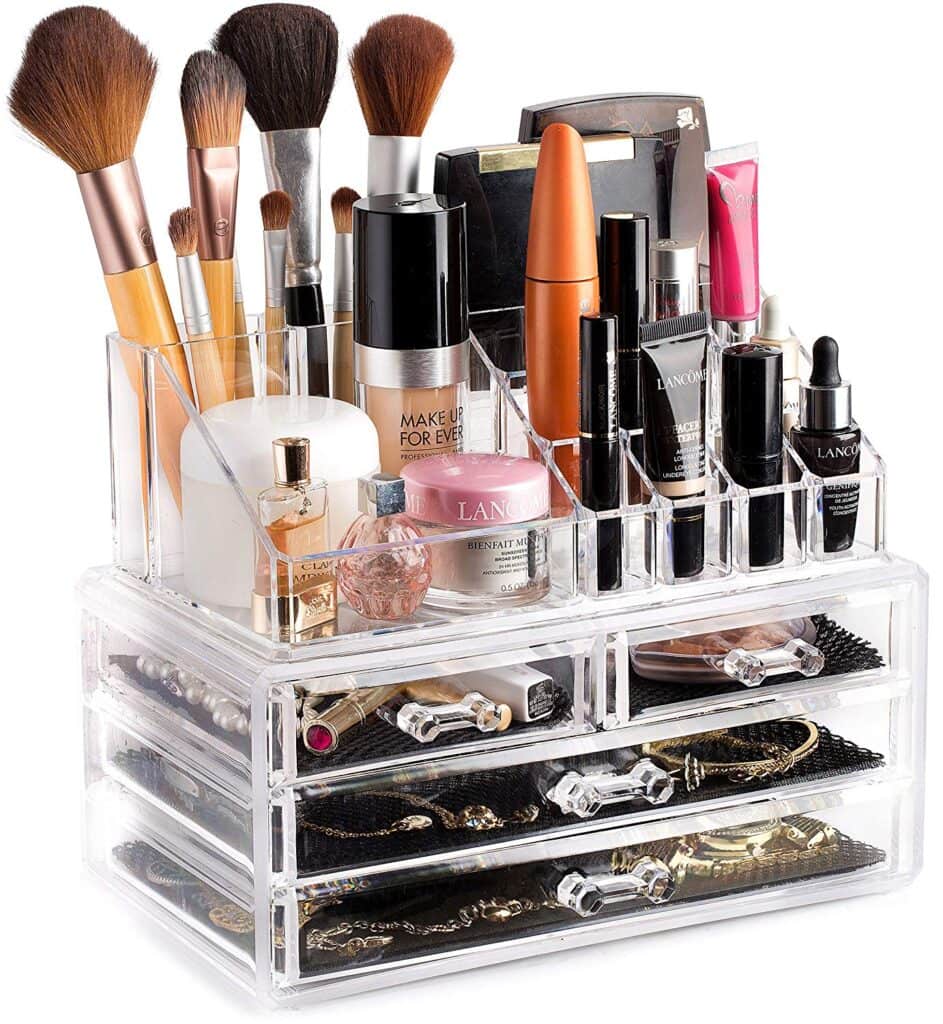 Clear makeup organizer for college