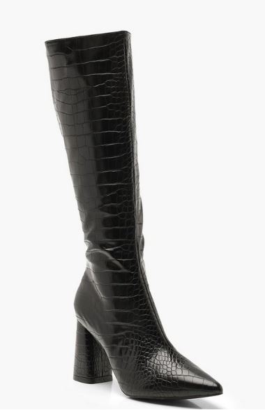 Croc slouchy knee high boots from Boohoo