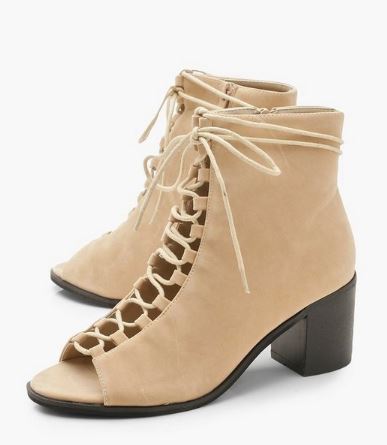 Fall shoe trends - brown lace up heels from boohoo