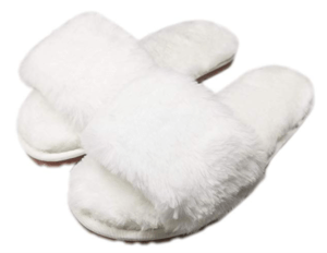 White fluffy slippers