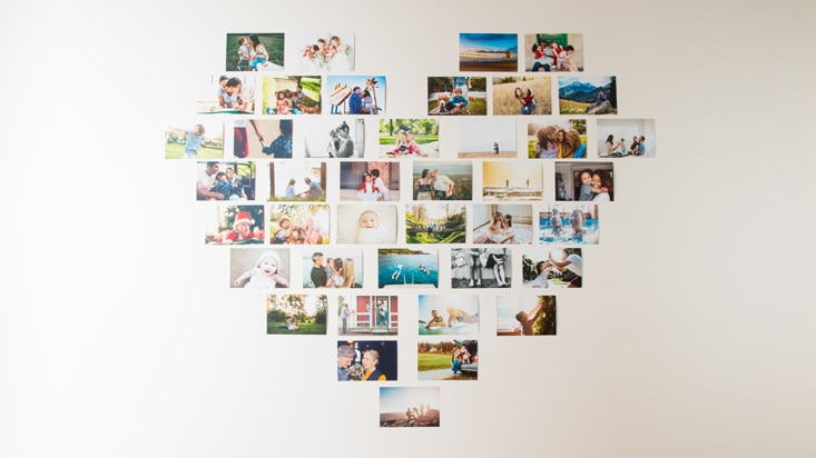 Photo wall ideas for dorms - heart wall collage