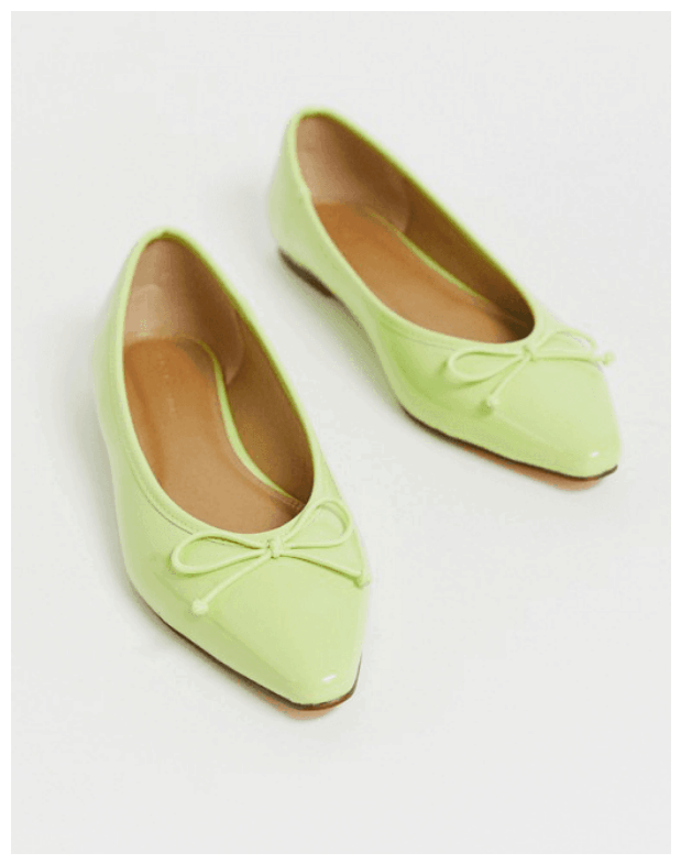 Cute flats - Lime Green Pointed-Toe Ballet Flats with Bow