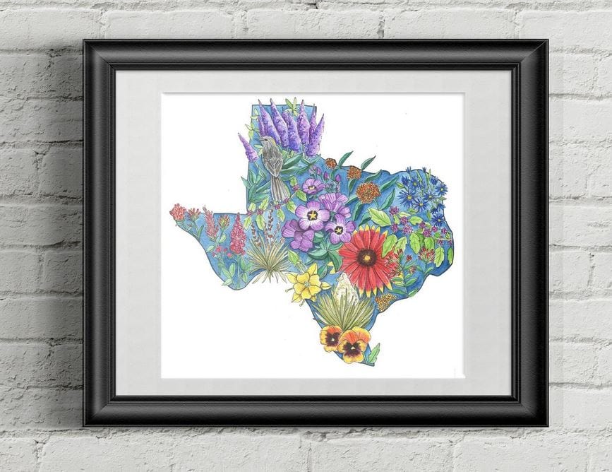 Floral Texas wall art.