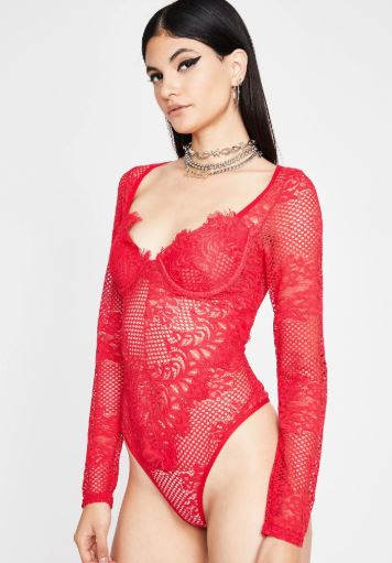 Red lace bodysuit