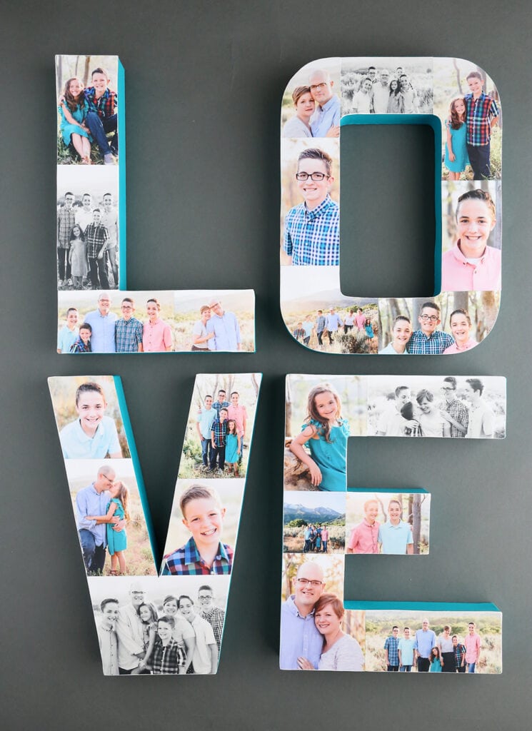 photos collaged on letters