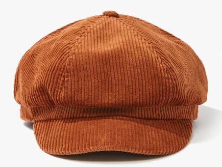 Headwear trends for fall: Corduroy Cabby hat in brown