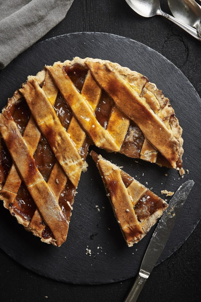 Fall bucket list - eat comfort food. Photo of apple pie with individual slice