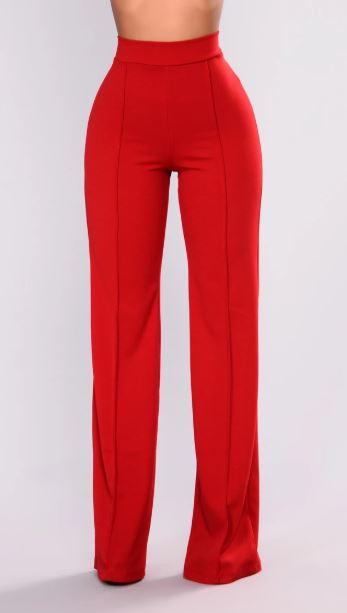 Red wide leg pants